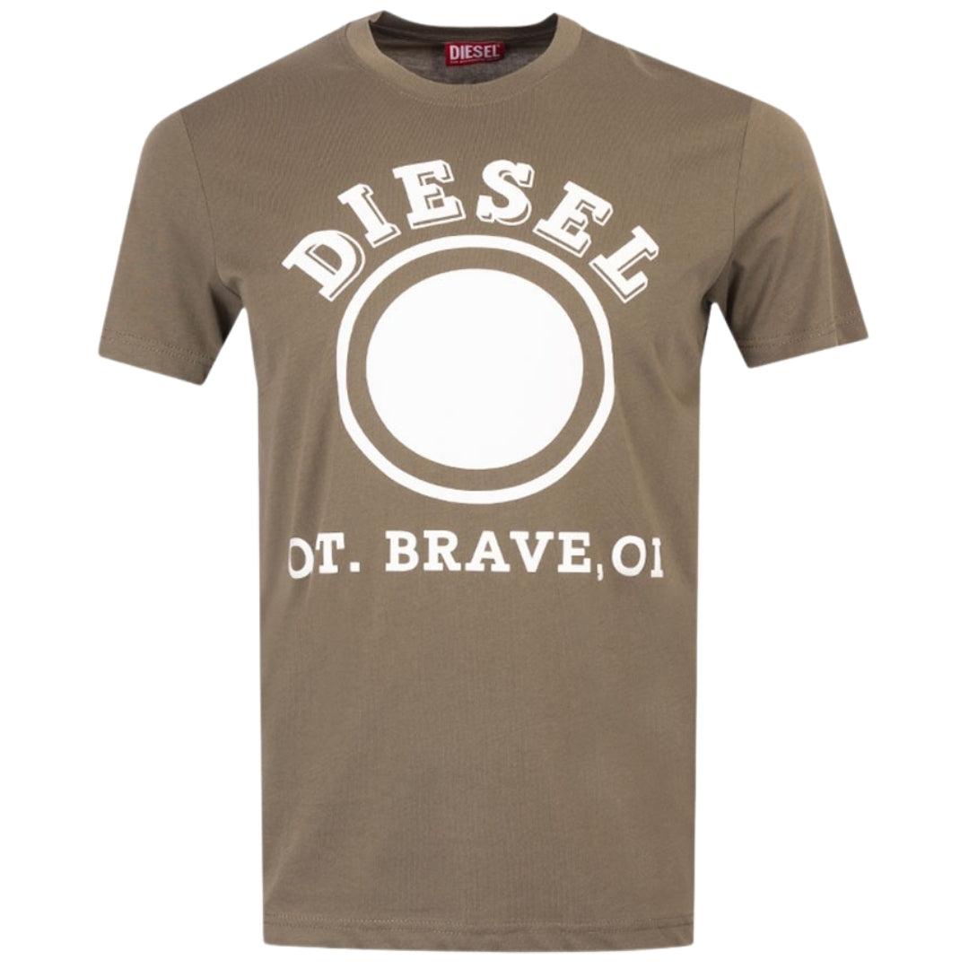 Ivy Green - Front - Diesel Mens 1976 Varsity Logo T-Shirt
