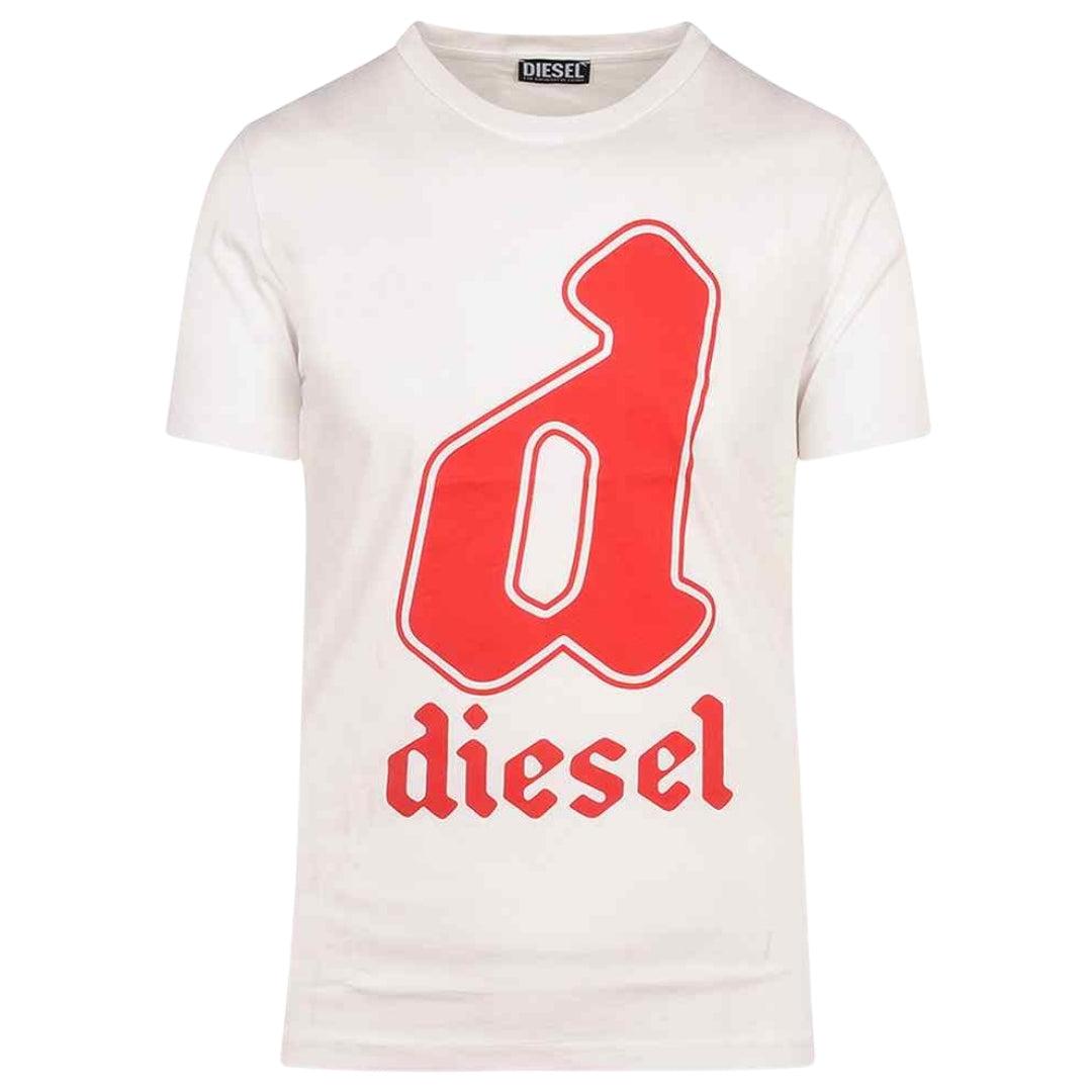 White - Front - Diesel Unisex Adult Lowercase D Large Logo T-Shirt