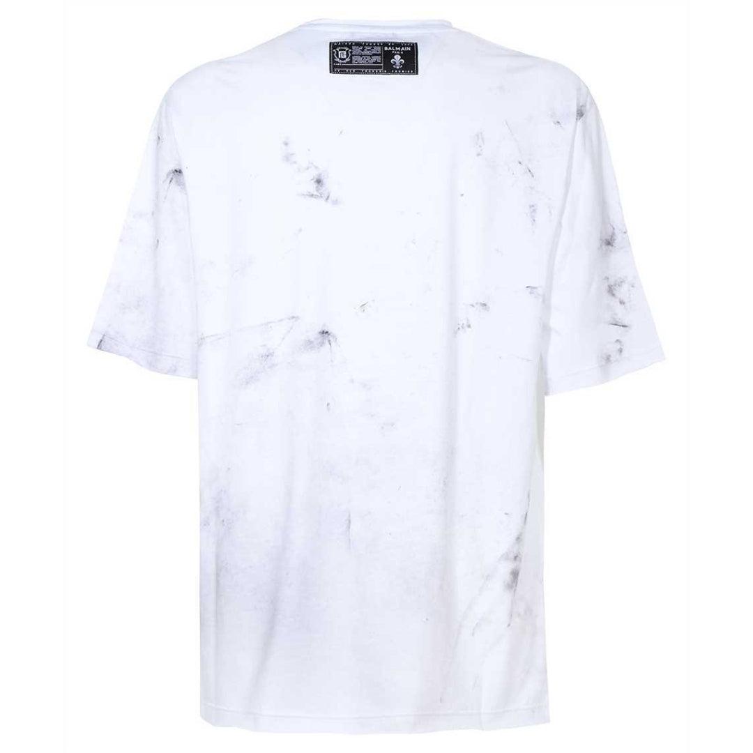 White - Back - Balmain Mens Sketch Logo T-Shirt