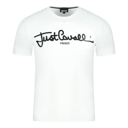White - Front - Just Cavalli Mens Signature Logo T-Shirt