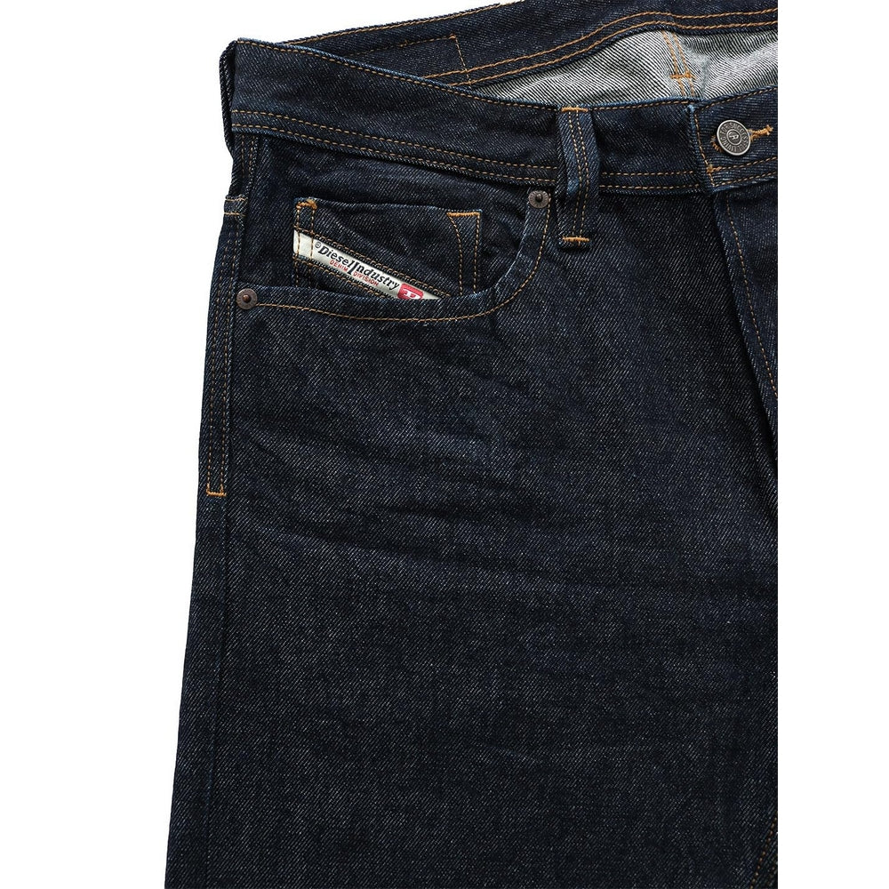 Dark Blue - Back - Diesel Mens Larkee-X Rinse Straight Leg Jeans