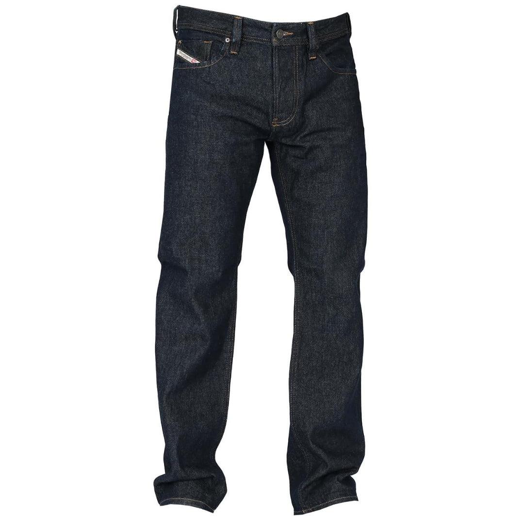 Dark Blue - Front - Diesel Mens Larkee-X Rinse Straight Leg Jeans