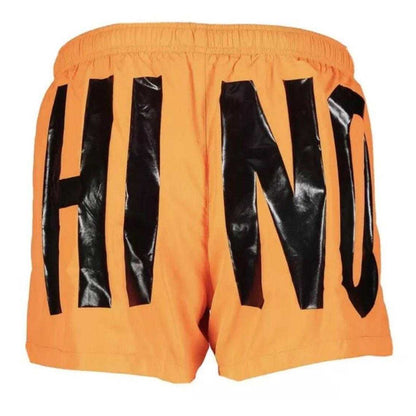 Light Orange - Back - Moschino Mens Logo Polyester Swim Shorts