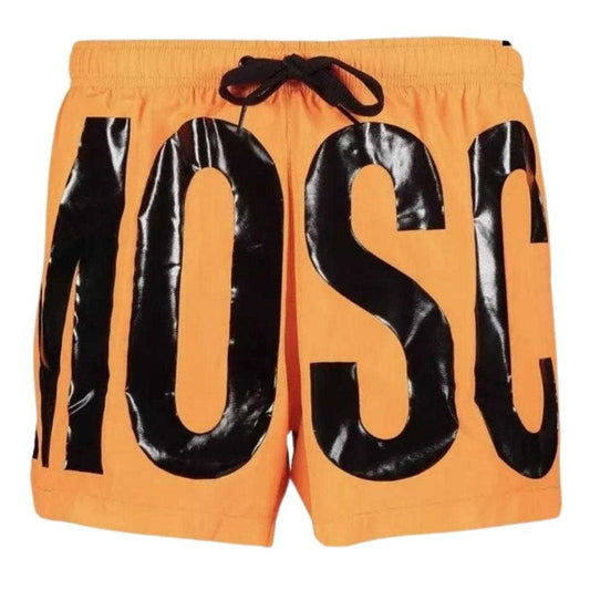 Light Orange - Front - Moschino Mens Logo Polyester Swim Shorts