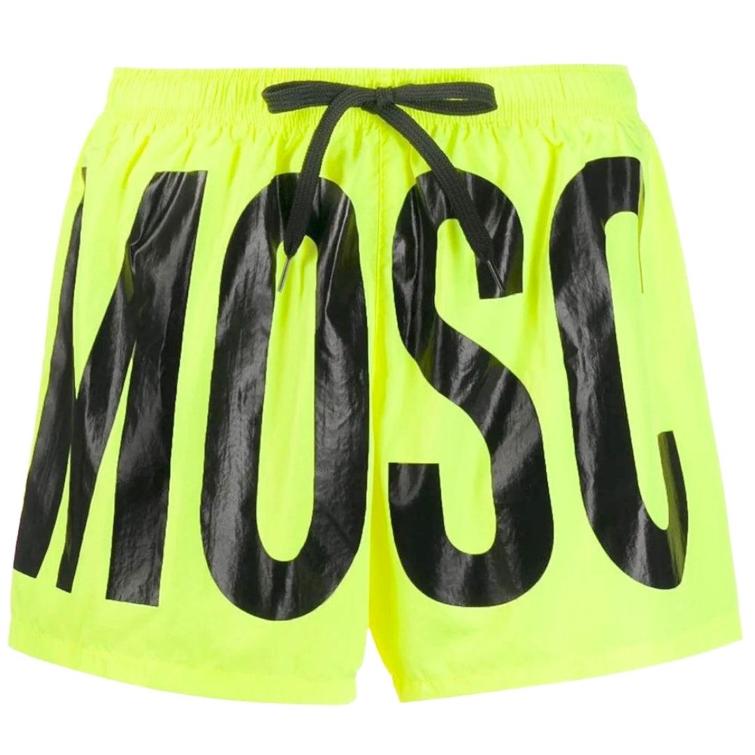 Yellow - Back - Moschino Mens Logo Polyester Swim Shorts
