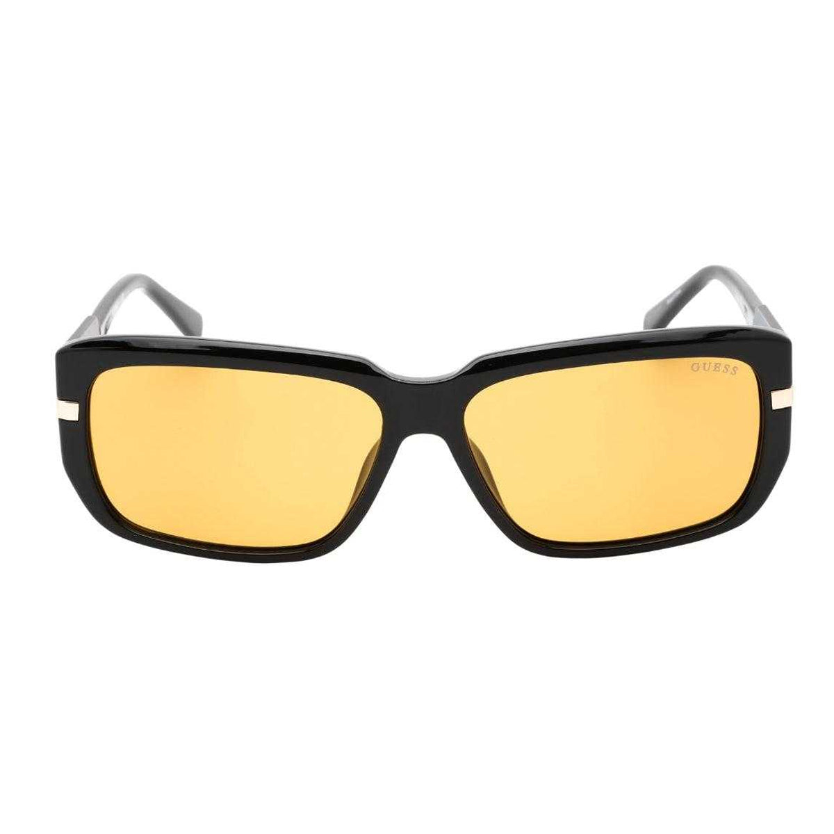 Black-Yellow - Back - Guess Womens-Ladies Shiny Sunglasses