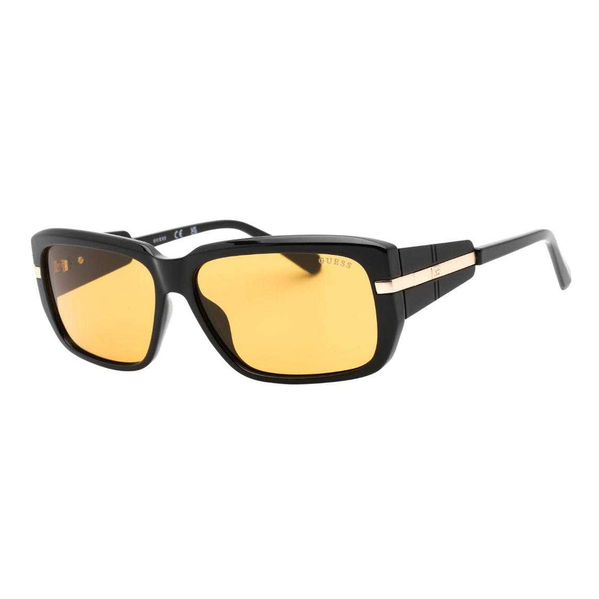 Black-Yellow - Front - Guess Womens-Ladies Shiny Sunglasses
