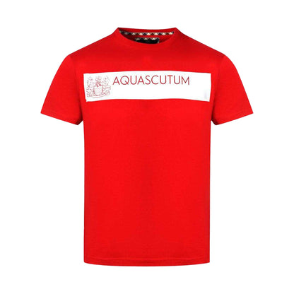 Red - Front - Aquascutum Mens Block Logo T-Shirt