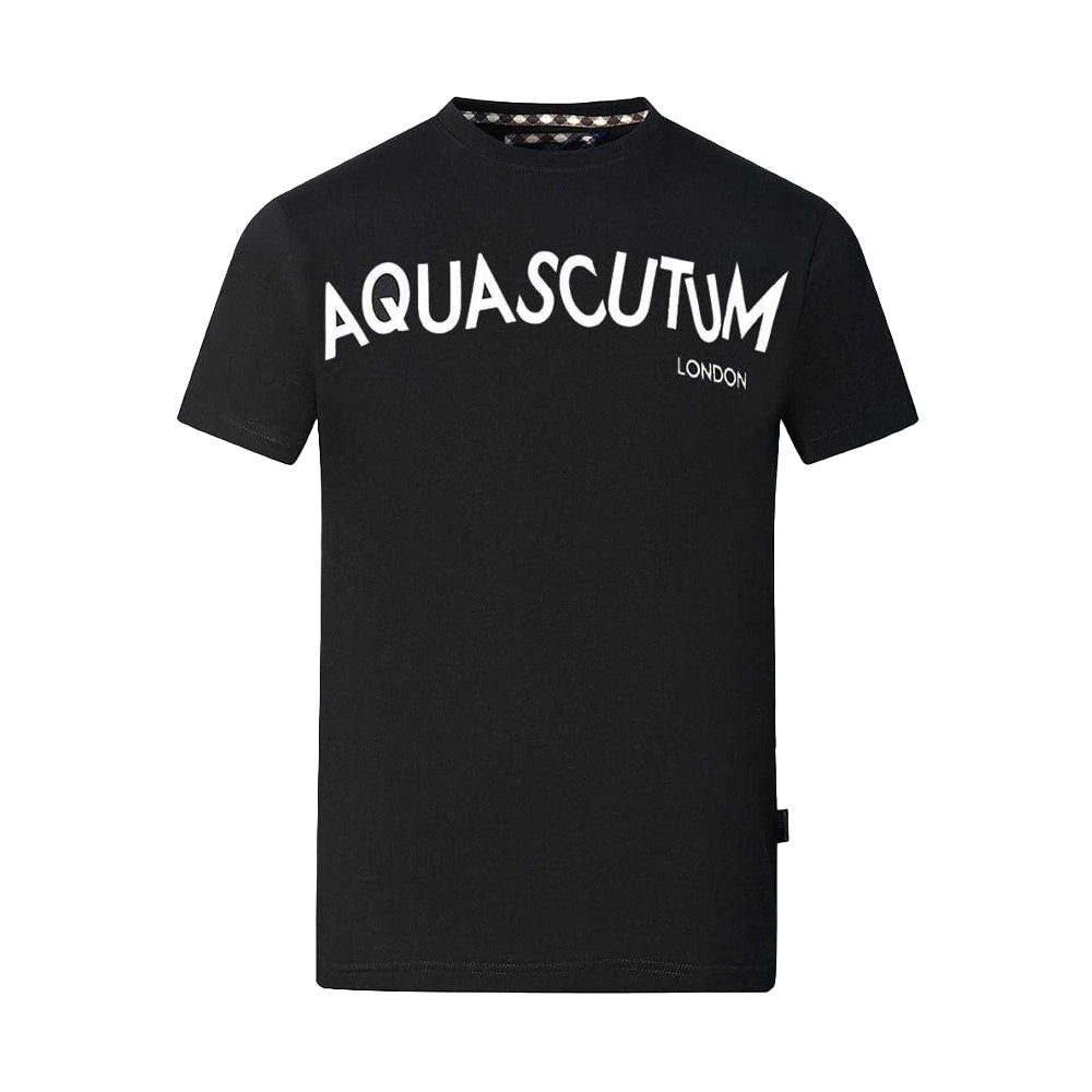Black - Front - Aquascutum Mens Distorted Logo T-Shirt