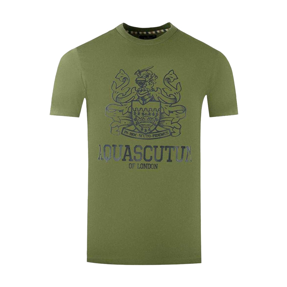 Army Green - Front - Aquascutum Mens London Aldis Bold Logo T-Shirt