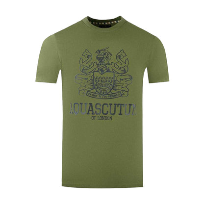 Army Green - Front - Aquascutum Mens London Aldis Bold Logo T-Shirt