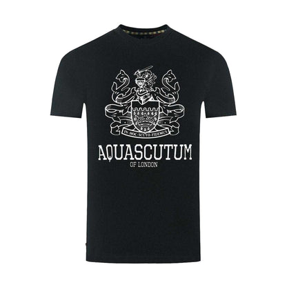 Black - Front - Aquascutum Mens London Aldis Bold Logo T-Shirt