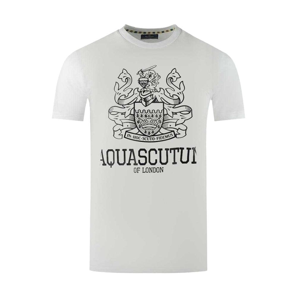 White - Front - Aquascutum Mens London Aldis Bold Logo T-Shirt