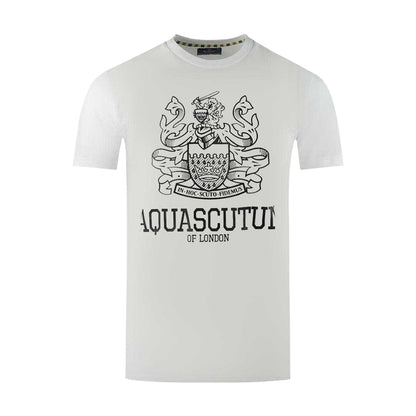 White - Front - Aquascutum Mens London Aldis Bold Logo T-Shirt