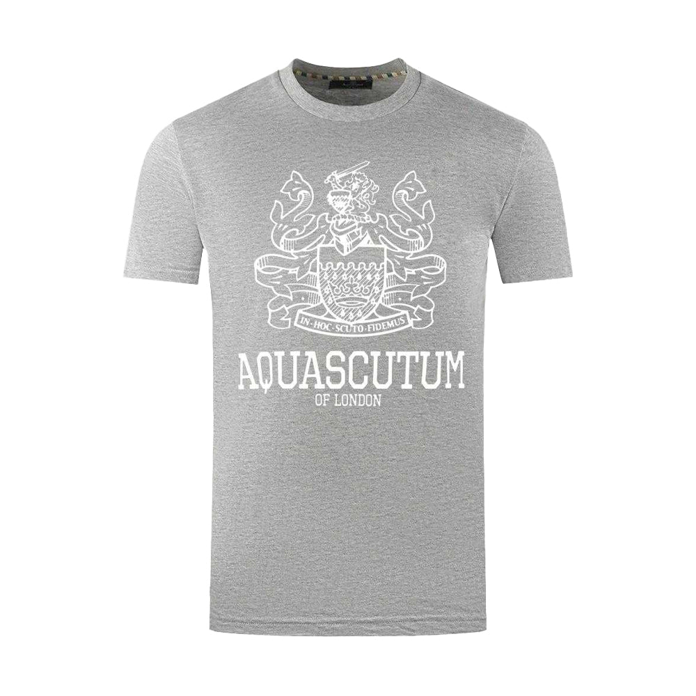 Grey - Front - Aquascutum Mens London Aldis Bold Logo T-Shirt