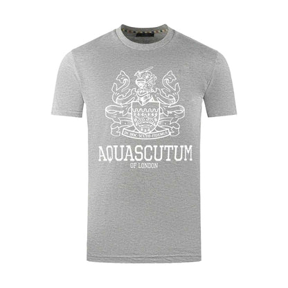 Grey - Front - Aquascutum Mens London Aldis Bold Logo T-Shirt