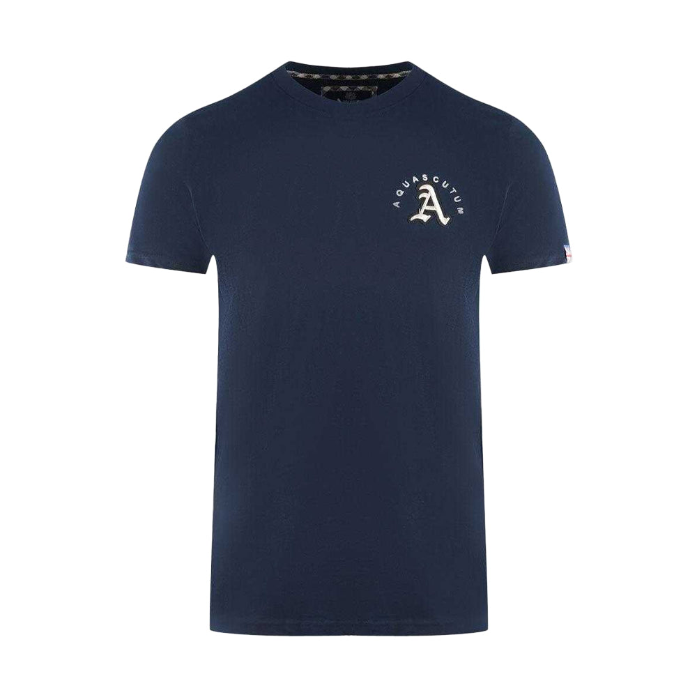 Navy Blue - Front - Aquascutum Mens London Embroidered Logo T-Shirt