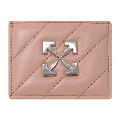 Pink - Front - Off-White Jackhammer Logo Leather Card Holder