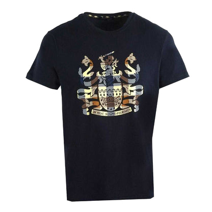 Navy - Front - Aquascutum Mens Aldis Checked Logo T-Shirt