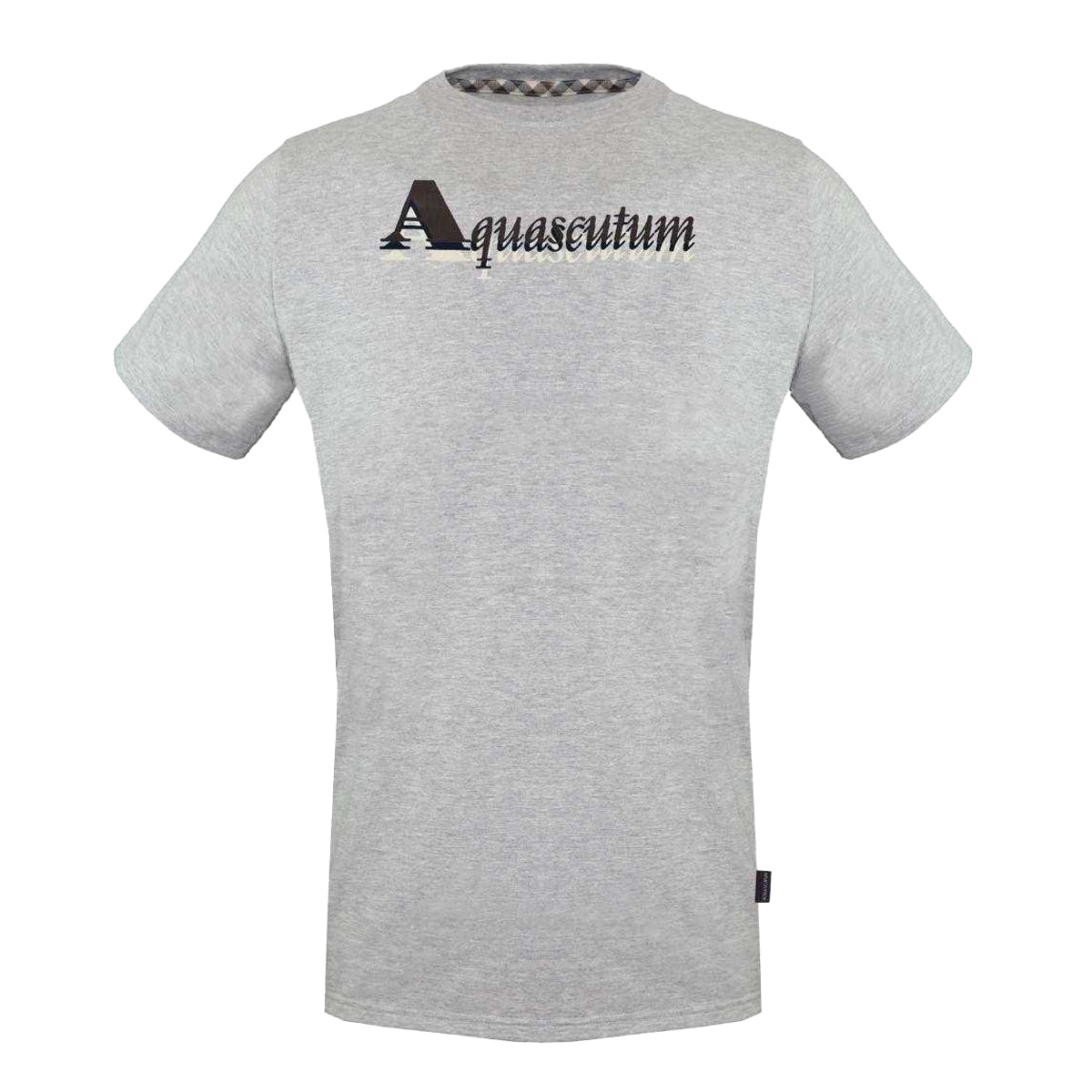 Grey - Front - Aquascutum Mens Layered Logo T-Shirt