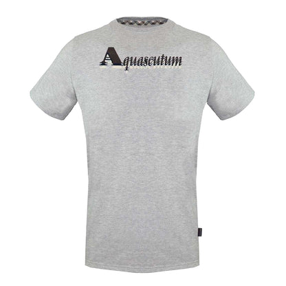 Grey - Front - Aquascutum Mens Layered Logo T-Shirt
