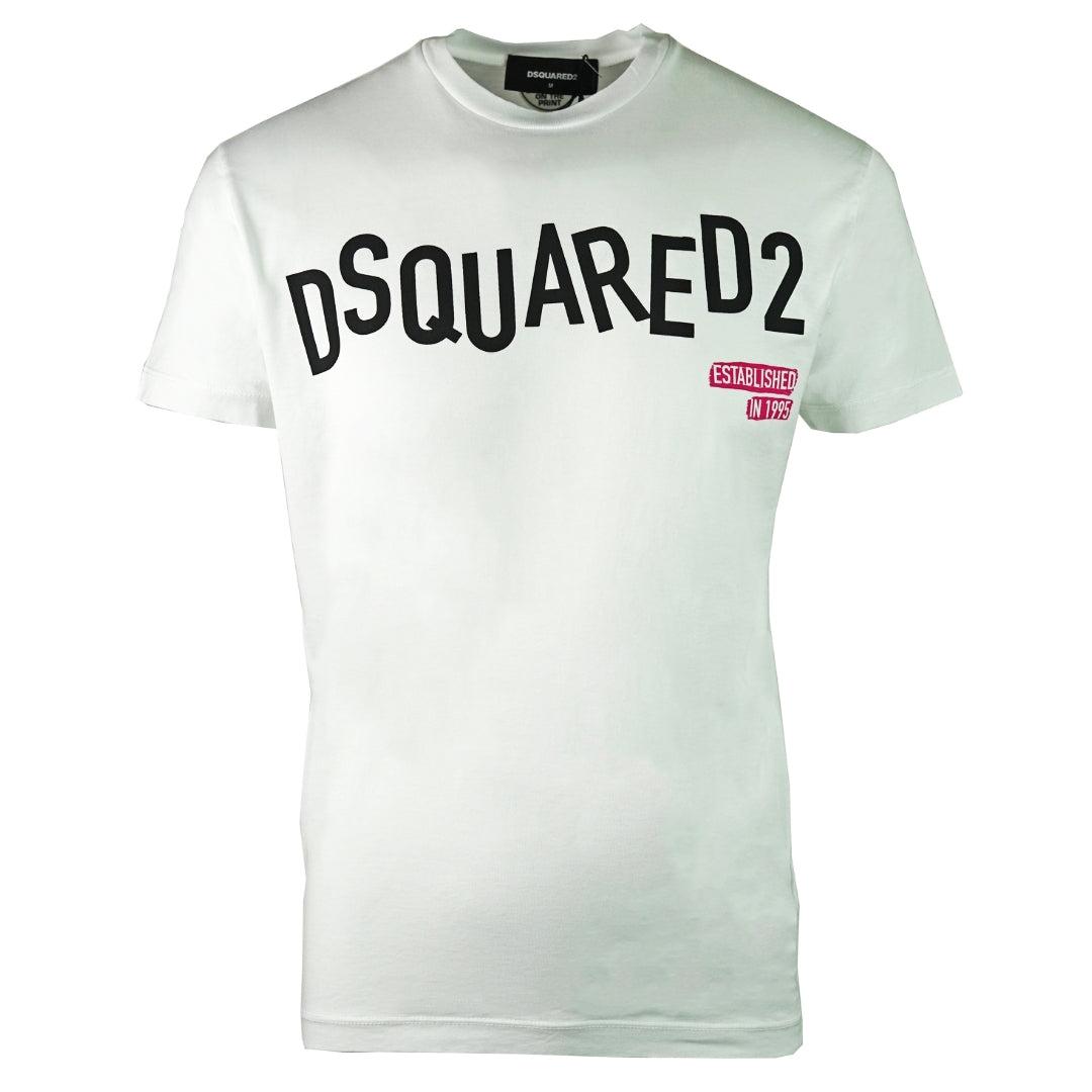 White - Front - DSquared2 Unisex Adult Distorted Logo Cool Fit T-Shirt