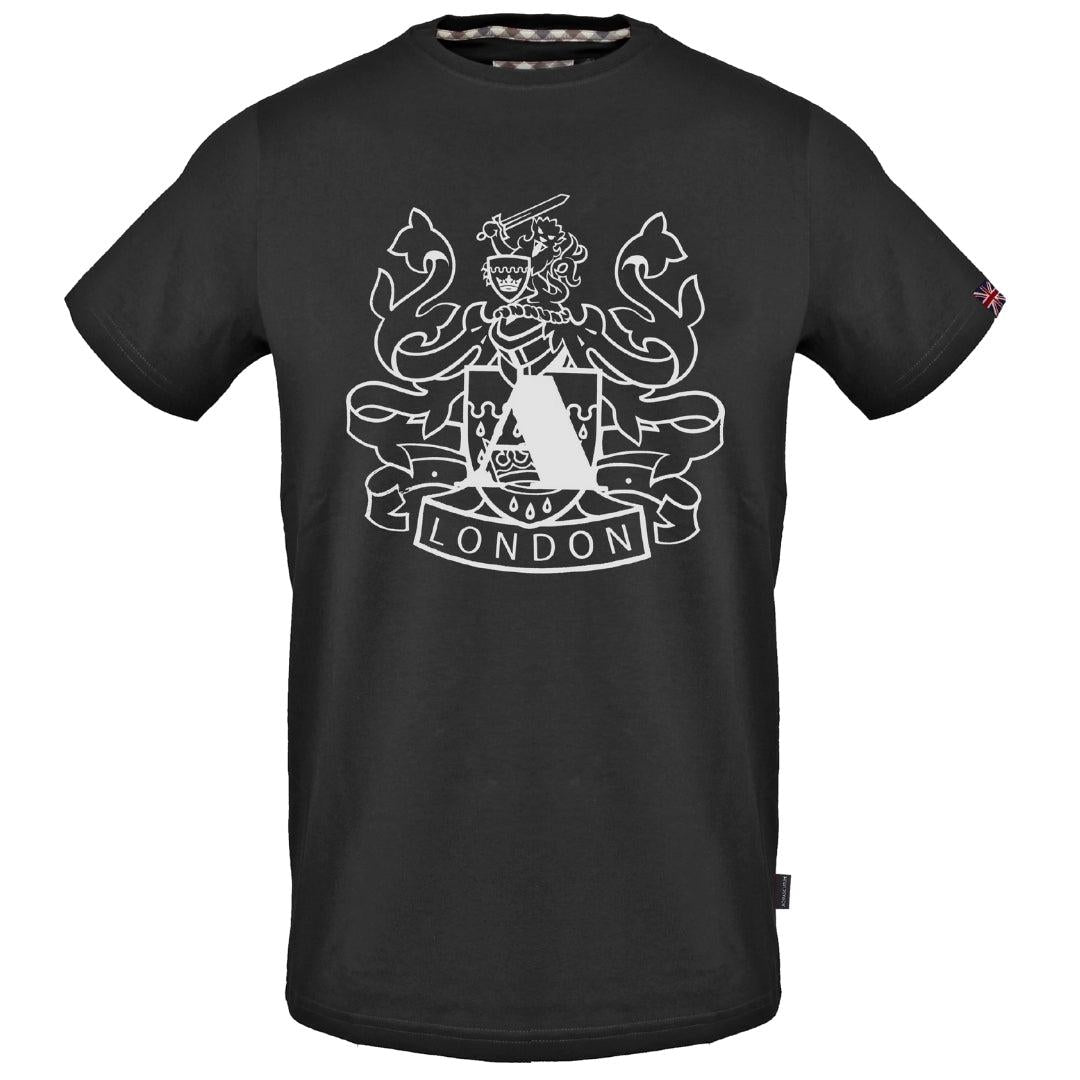 Black - Front - Aquascutum Mens Aldis Shield Logo T-Shirt