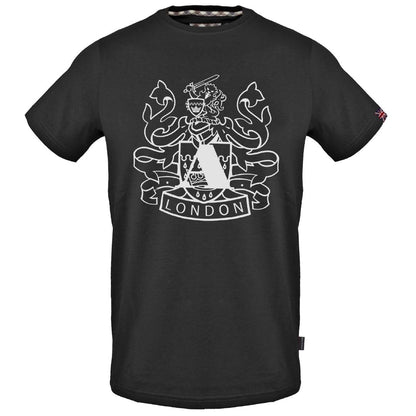 Black - Front - Aquascutum Mens Aldis Shield Logo T-Shirt