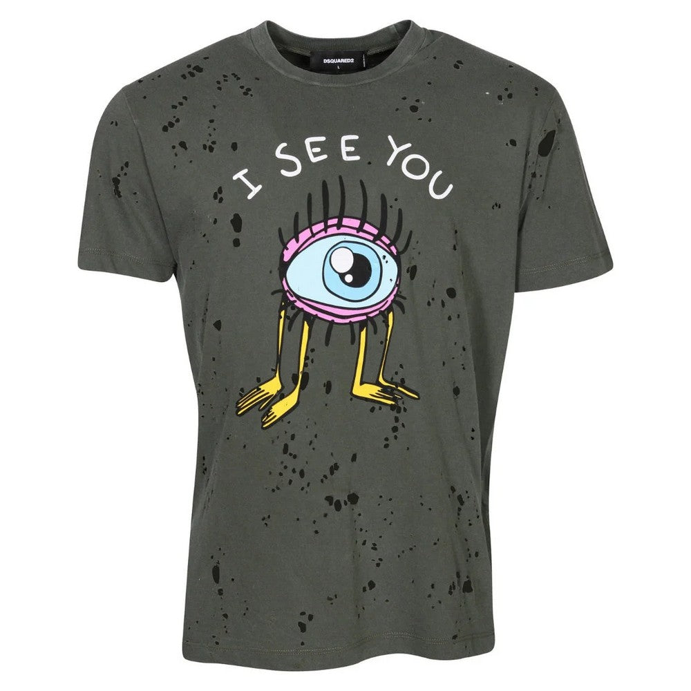 Military Green - Front - DSquared2 Unisex Adult I See You Logo T-Shirt