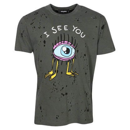 Military Green - Front - DSquared2 Unisex Adult I See You Logo T-Shirt