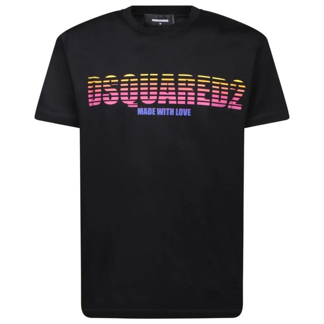 Black - Front - DSquared2 Unisex Adult Made With Love Logo Cool Fit T-Shirt