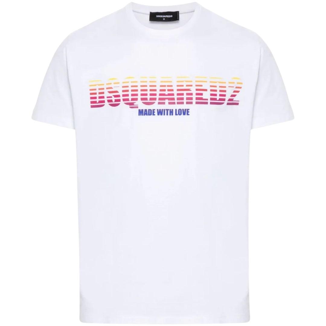 White - Front - DSquared2 Unisex Adult Made With Love Logo Cool Fit T-Shirt