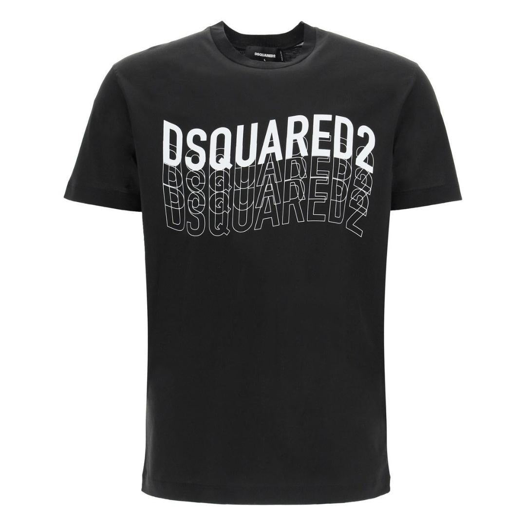 Black - Front - DSquared2 Unisex Adult Multi Logo T-Shirt