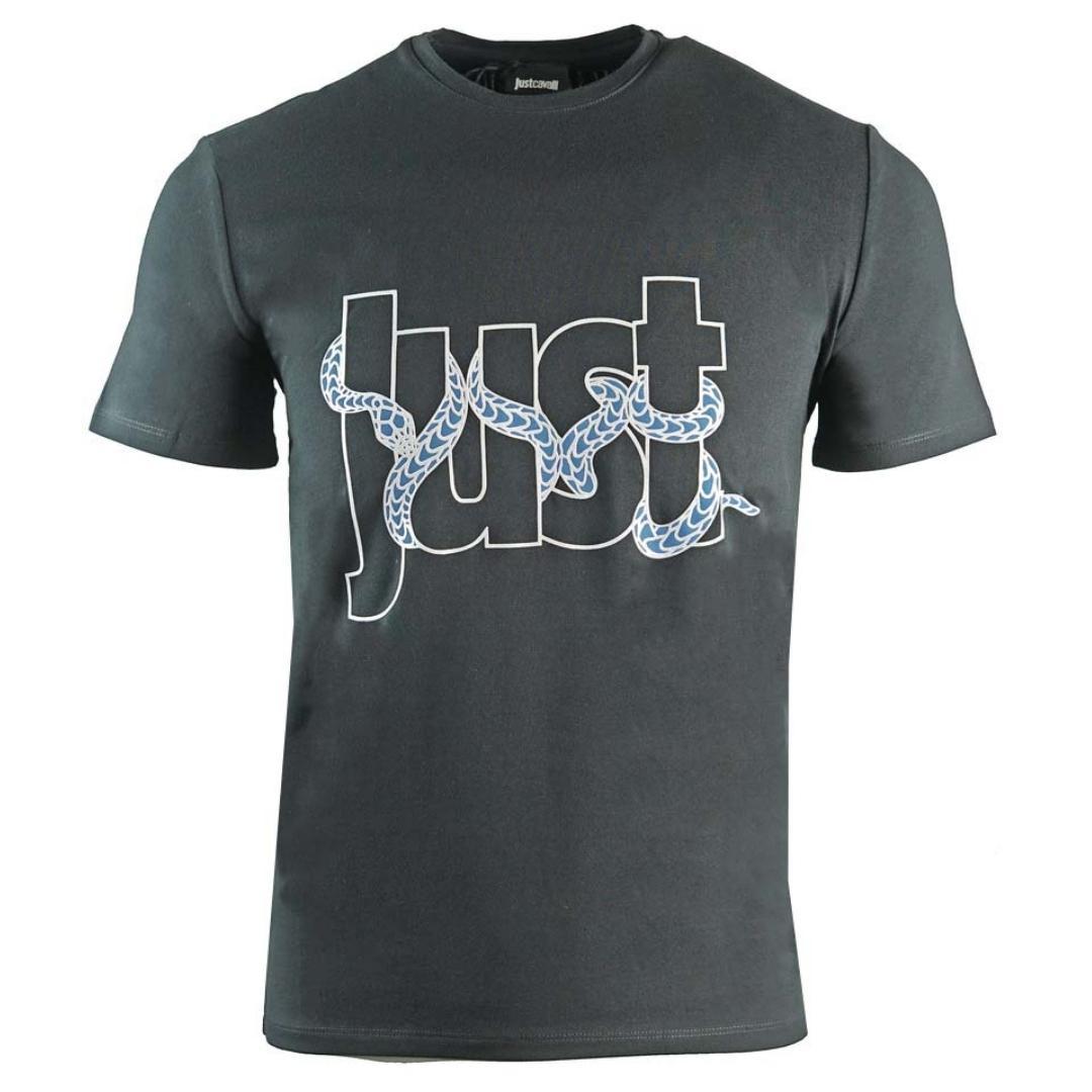 Black - Front - Cavalli Class Unisex Adult Snake Logo T-Shirt