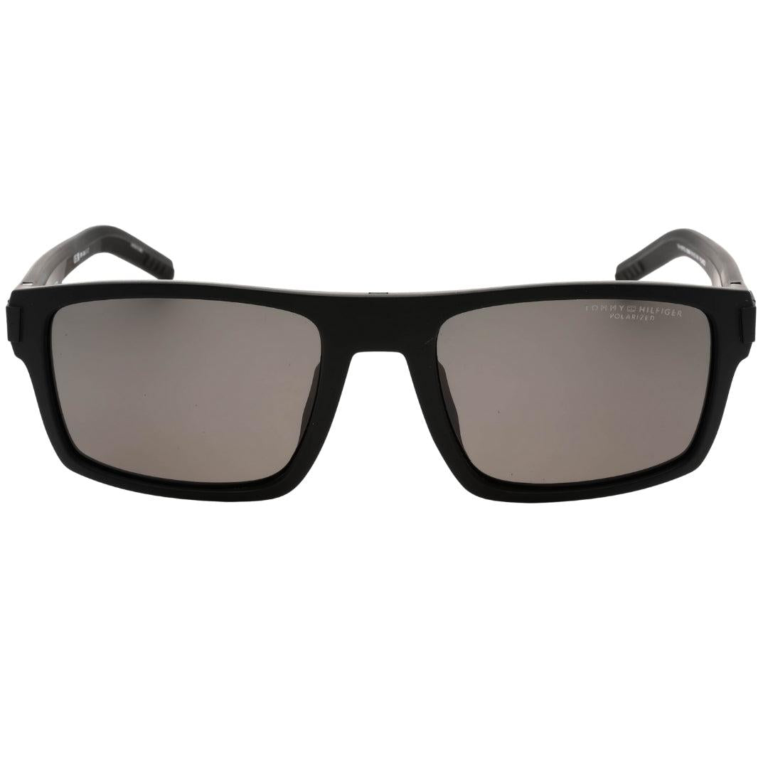 Matt Black-Grey - Front - Tommy Hilfiger Mens Polarised Sunglasses