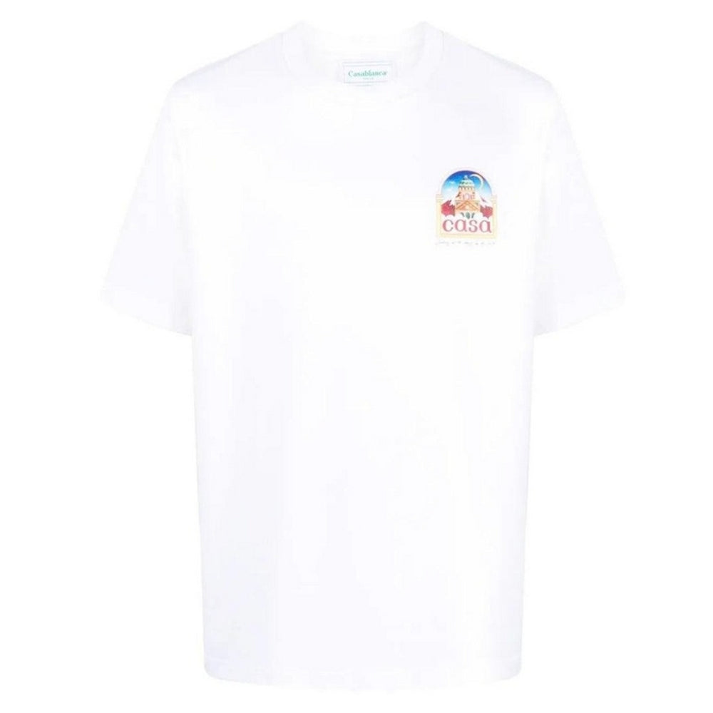 White - Front - Casablanca Mens Vue De L´Arche T-Shirt