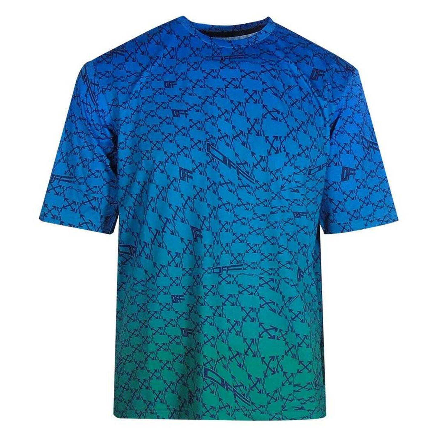 Peacock Blue - Front - Off White Unisex Adult All-Over Print Sports T-Shirt