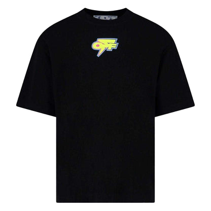 Black - Front - Off White Unisex Adult Degrade Thunder Logo Oversized T-Shirt