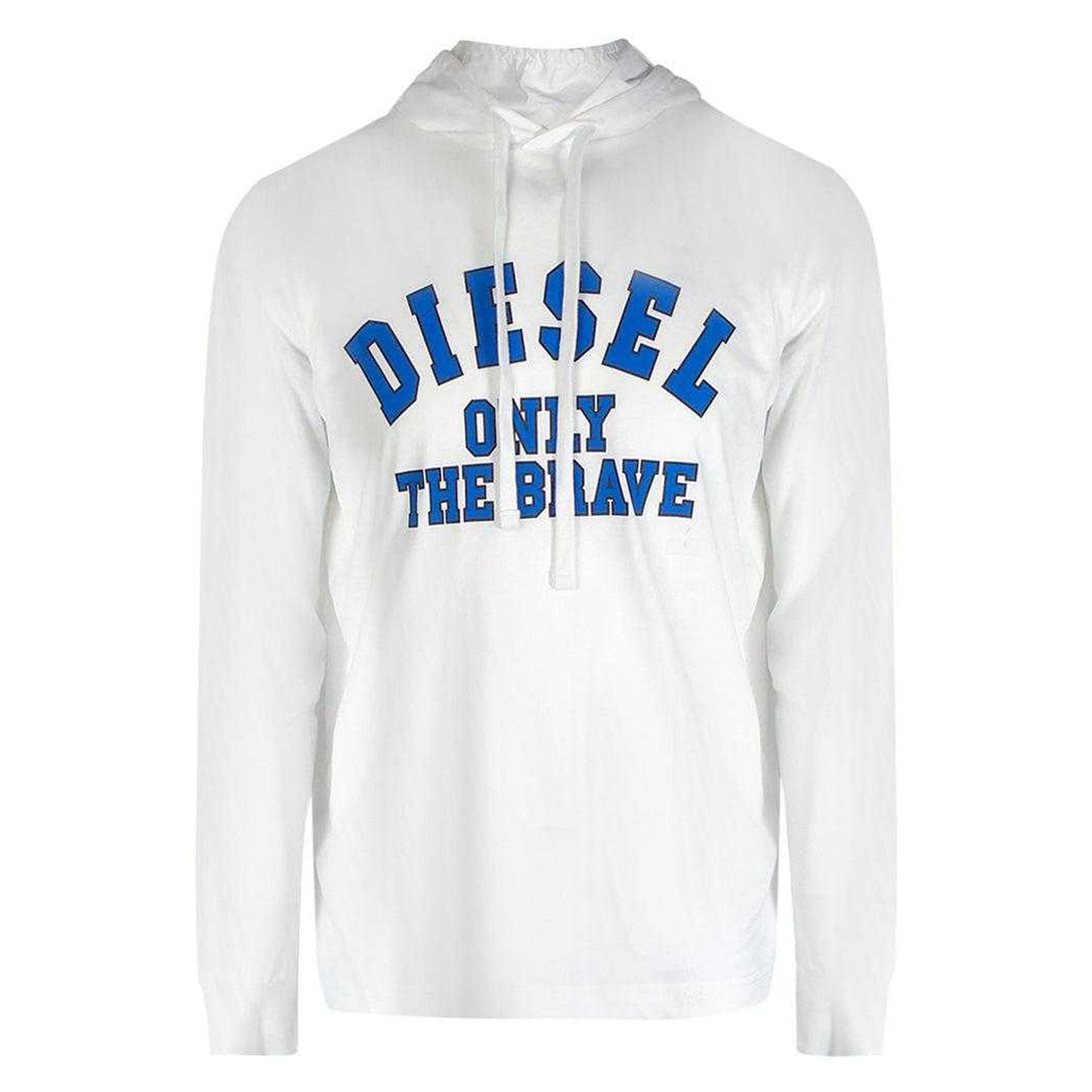 White - Front - Diesel Mens Only The Brave Logo Hooded T-Shirt