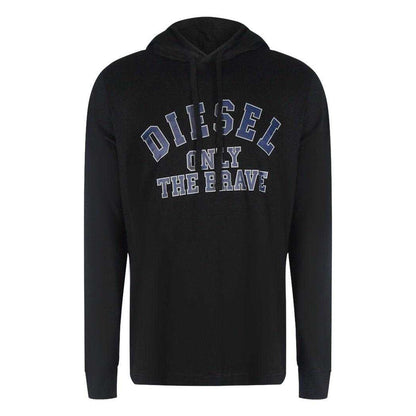 Black - Front - Diesel Mens Only The Brave Logo Hooded T-Shirt