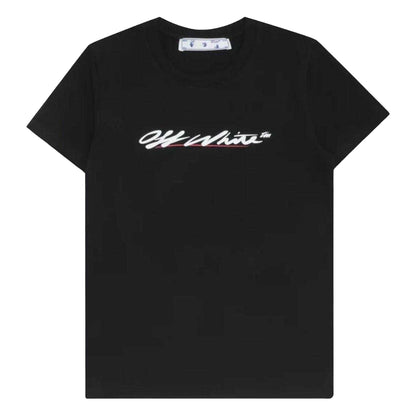 Black - Front - Off White Unisex Adult Script Logo Casual T-Shirt