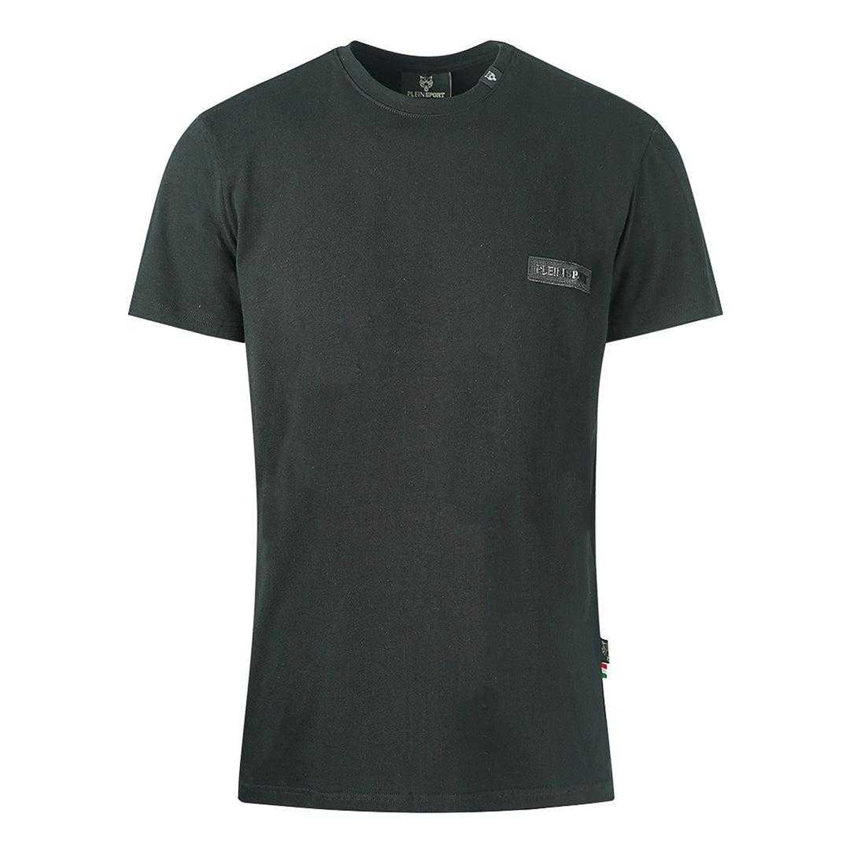 Black - Front - Plein Sport Mens Logo Leather Patch T-Shirt