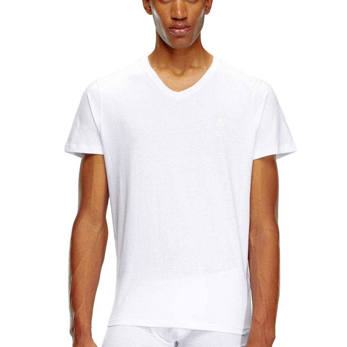 White - Front - Diesel Unisex Adult Tonal Logo V Neck T-Shirt