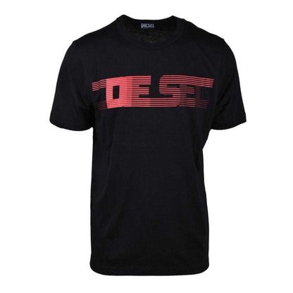 Black - Front - Diesel Unisex Adult Striped Logo T-Shirt