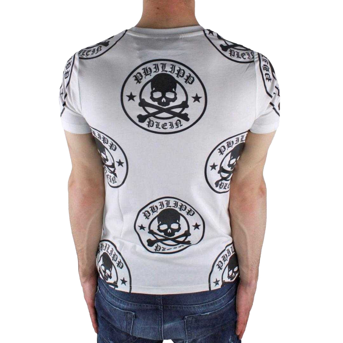 White - Back - Philipp Plein Mens Multi Logo T-Shirt