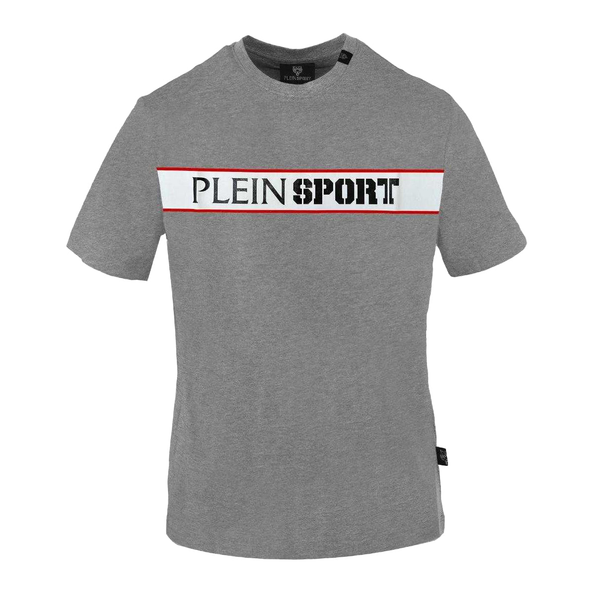 Grey - Front - Plein Sport Mens Panel Logo T-Shirt