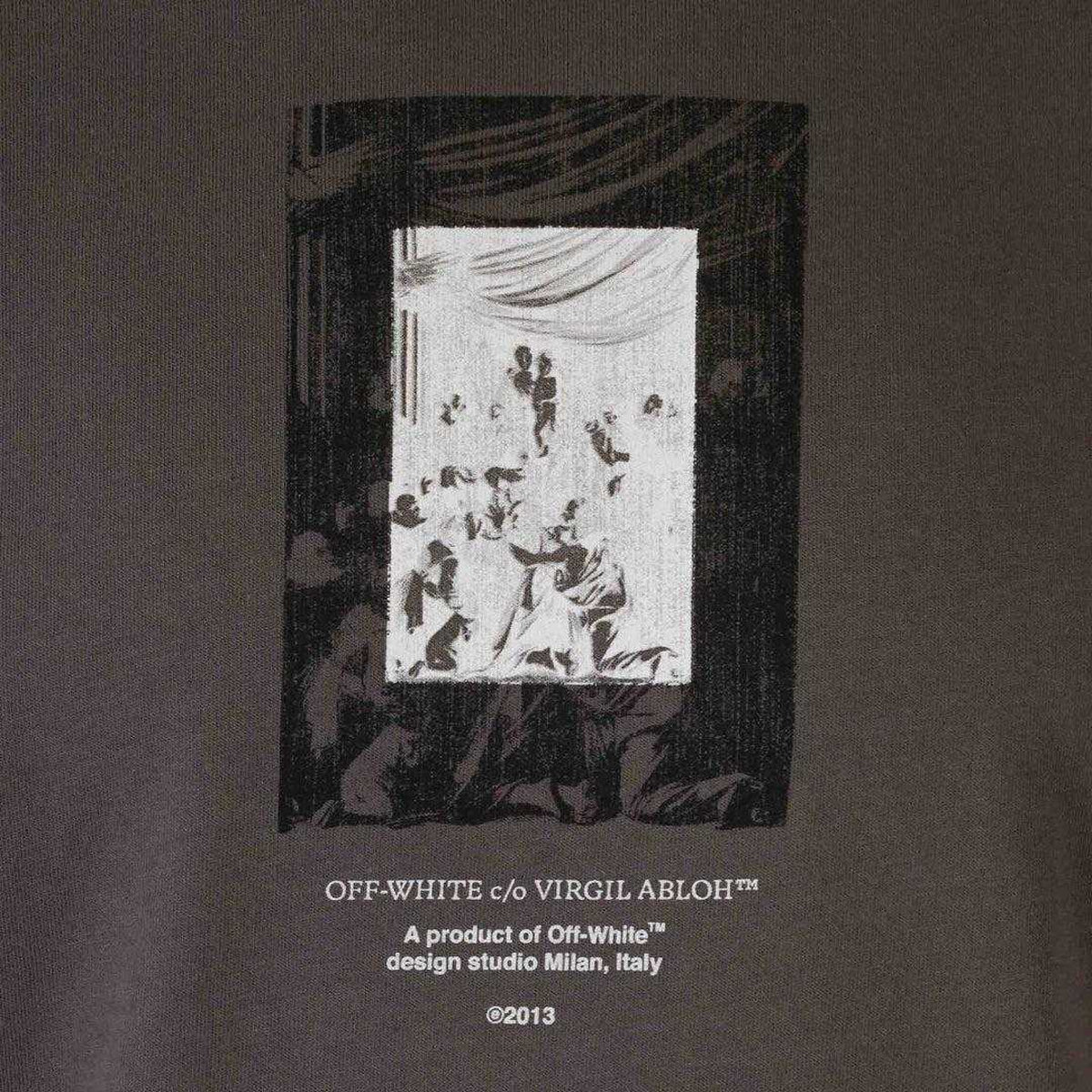 Grey - Side - Off-White Unisex Adult Paint Logo Slim T-Shirt
