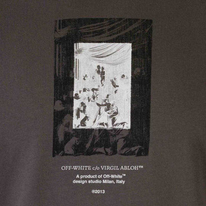 Grey - Side - Off-White Unisex Adult Paint Logo Slim T-Shirt