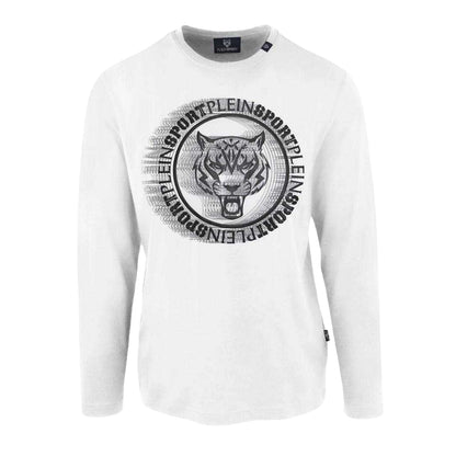 White - Front - Plein Sport Mens Scribble Logo Long-Sleeved T-Shirt