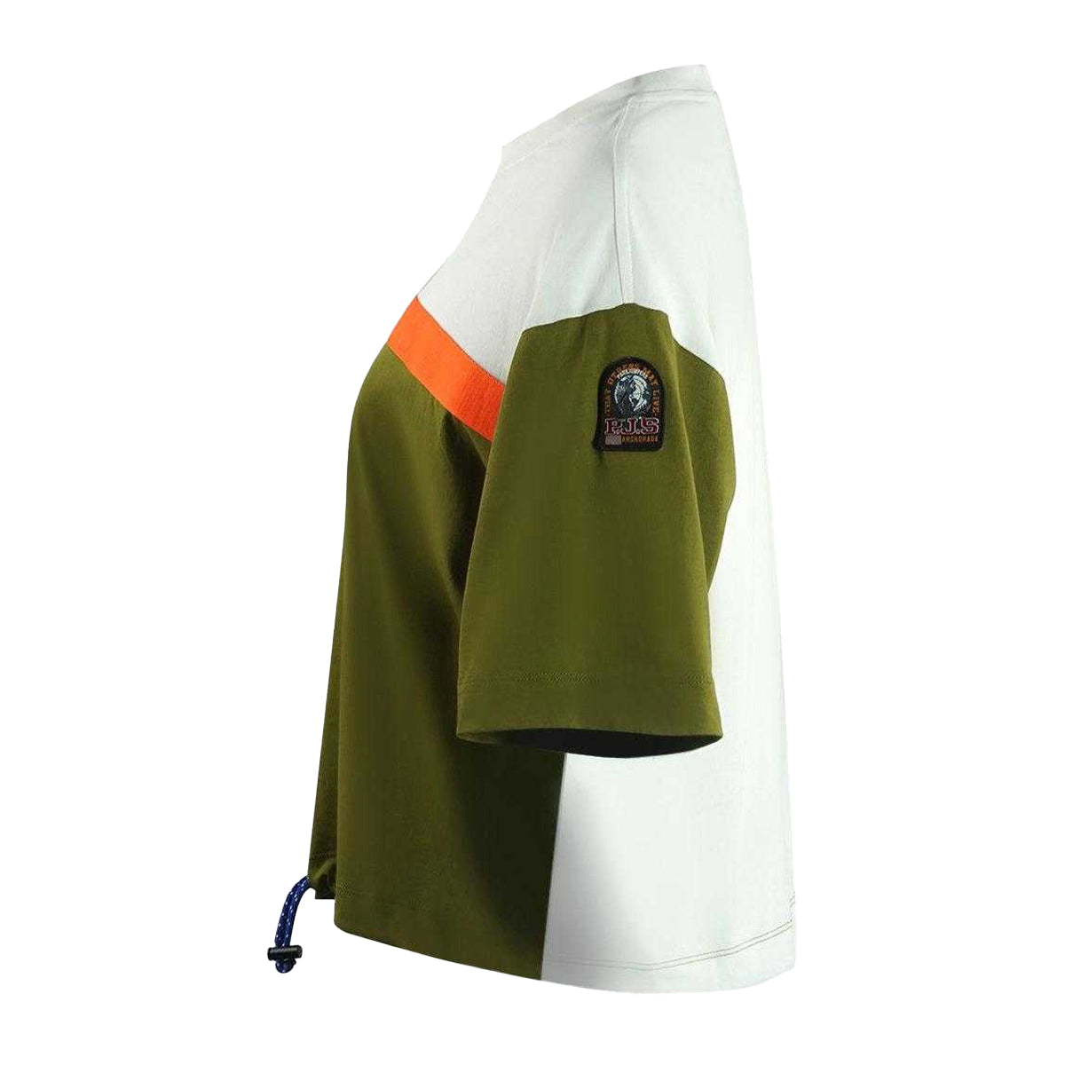Green - Side - Parajumpers Womens-Ladies Anorak Crop T-Shirt